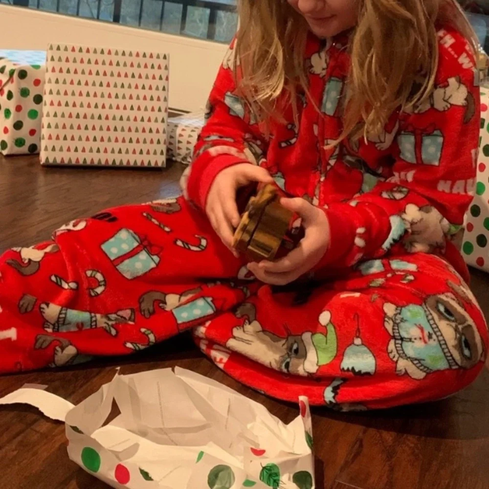 Grumpy Cat Hooded Lounge Union Suit Pajama Christmas Matching Family Pajamas - Picture 7 of 12